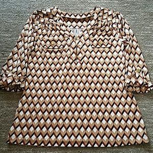 Fun & Funky! Geometric Pattern 3/4 Sleeve Top S/M